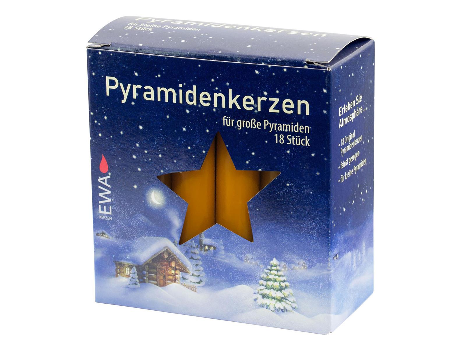 JEKA Pyramidenkerzen a 18 Stück natur 18/100 für große Pyramiden 17x105mm