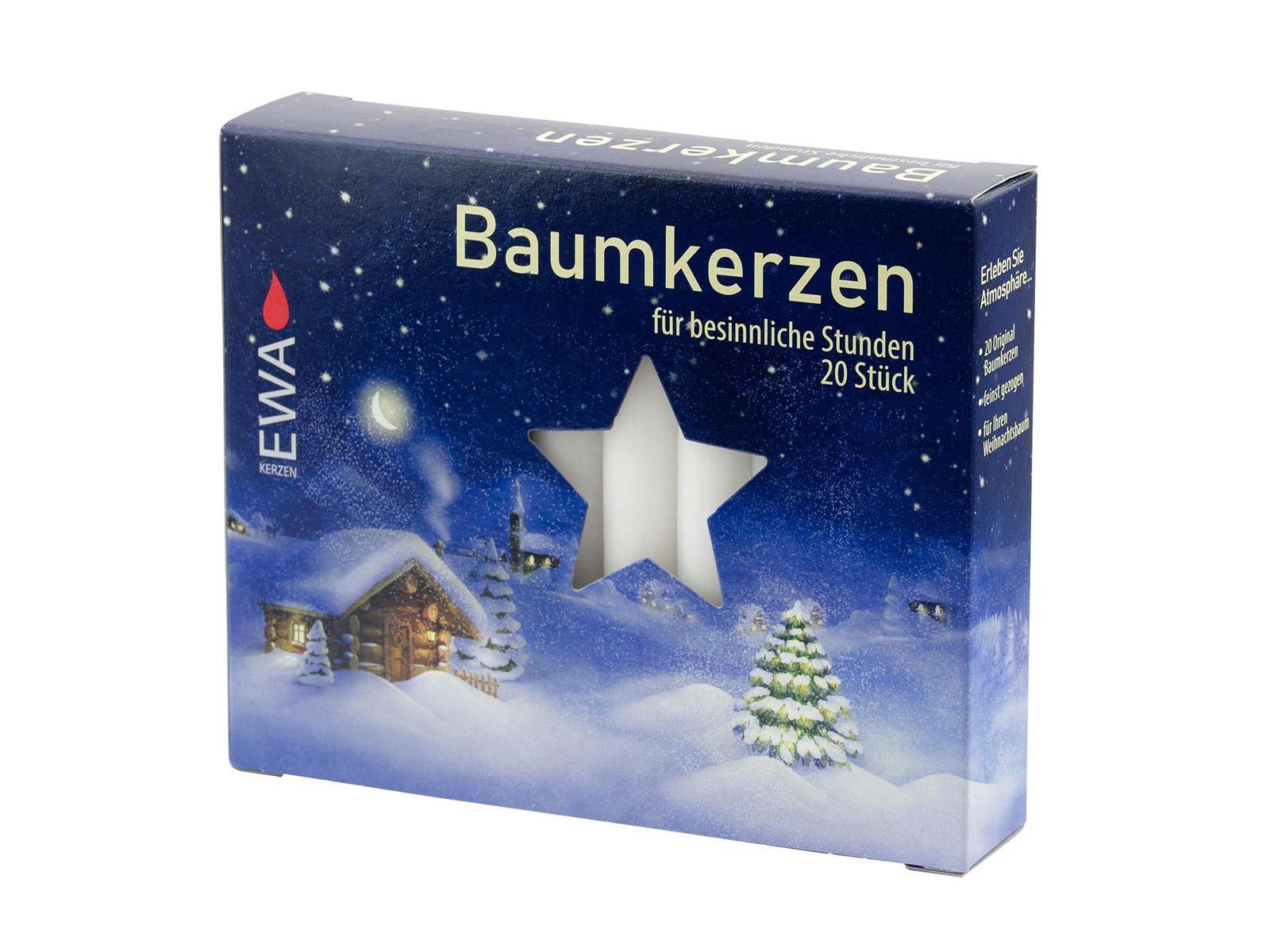 JEKA Baumkerzen 20/250 Weiss Kerzen für den Weihnachtsbaum