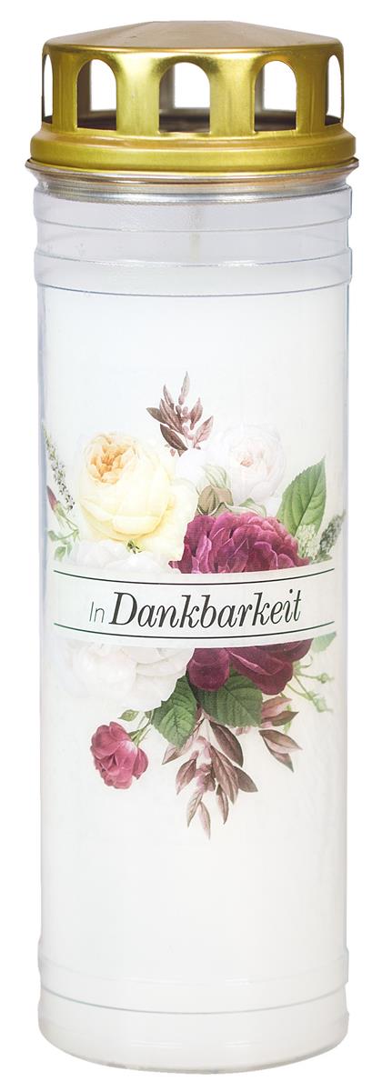 Ewiglicht mit Deckel Rose, Motiv "In Dankbarkeit"