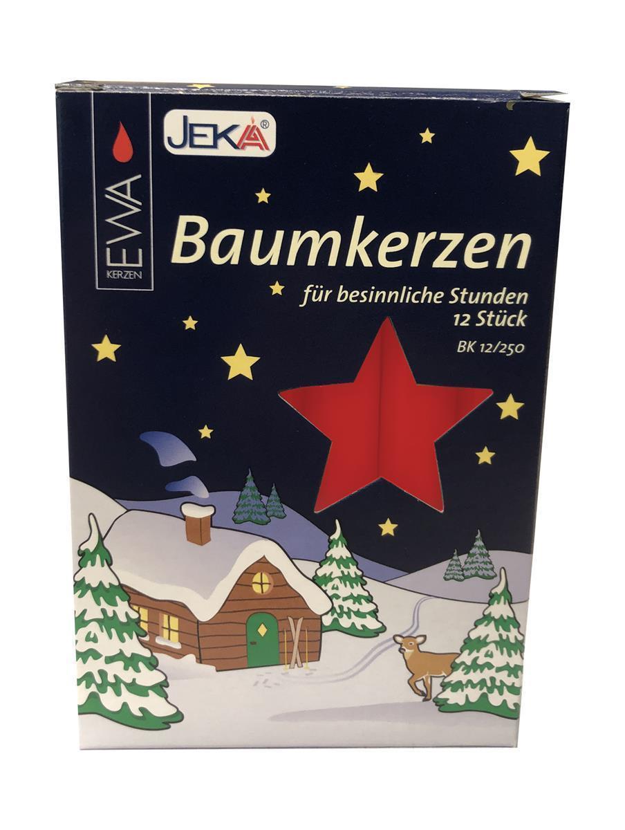 JEKA Baumkerzen 12/250 Rot Kerzen für den Weihnachtsbaum