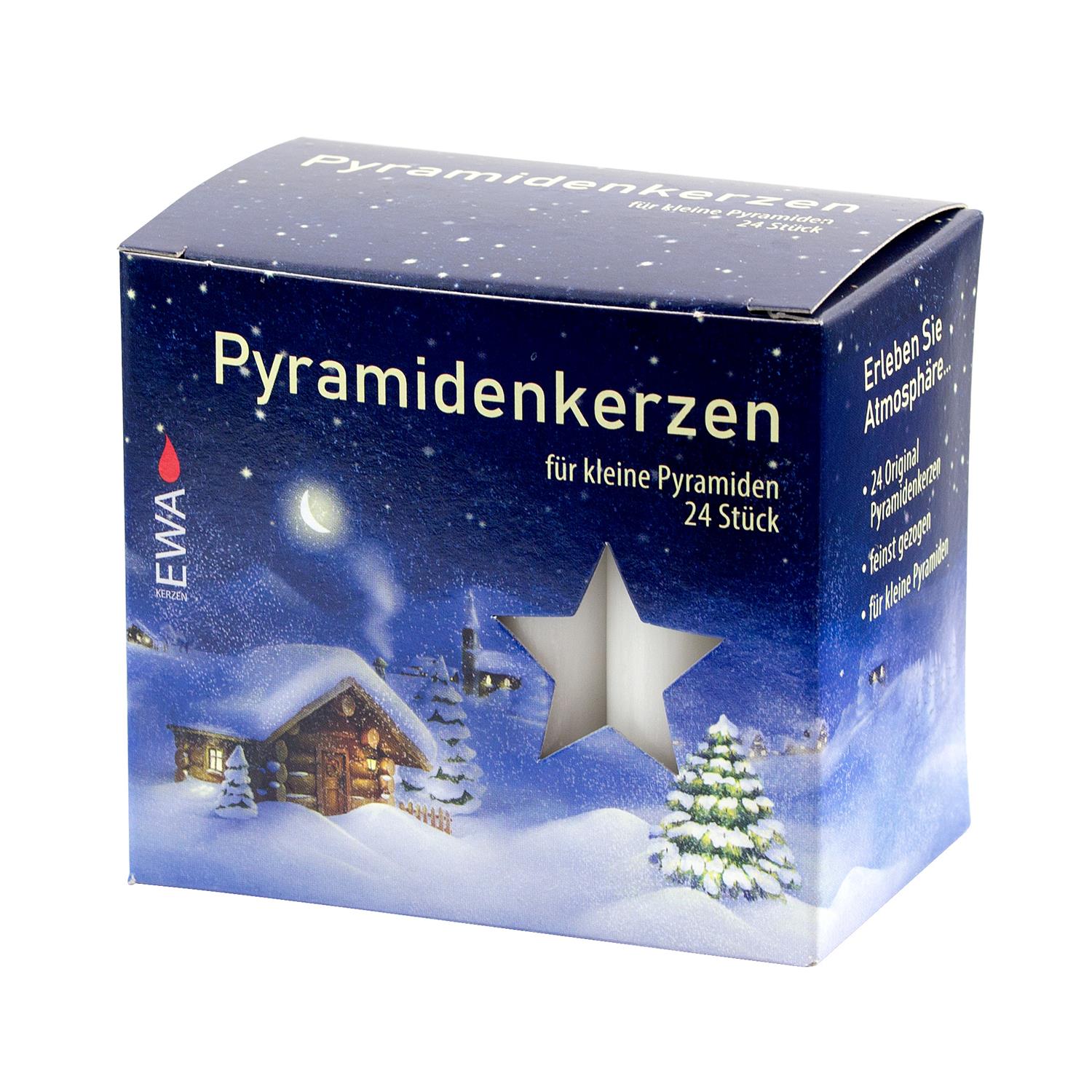 JEKA Pyramidenkerzen, 24 Stück, 14x74mm, Weiß, für kleine Pyramiden