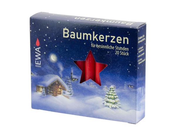 JEKA Baumkerzen 20/250 Rot Kerzen für den Weihnachtsbaum